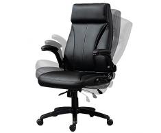 XIaoHESHop Ergonomica Ufficio Sedia da scrivania, Schienale alto Sedia in pelle PU con braccioli regolabili e ribaltabili, Girevole Sedia operativa per computer con funzione di inclinazione per casa