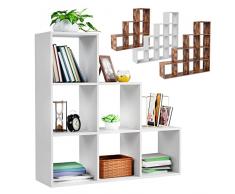 MIADOMODO® Scaffale a Scala a Cubi-6/10 Scompartimenti, a Gradini, in MDF, Bifacciale, Divisorio-Libreria, Portaoggetti, per Libri, Soggiorno, Salotto, Ufficio, Studio (Bianco, 6 Scompartimenti)
