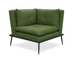 EVERGREENWEB - Poltrona angolare salotto Soggiorno, Stile Design Moderno contemporaneo in Tessuto, Poltroncina da Camera Schienale Reclinabile Gambe in metallo, Sedia Modulare Angolare Verde - EVA