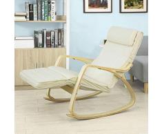 SoBuy Poltrona dondolo, poltrona oscillante, poltrona riposo, sedia relax, poltrona dondolo, FST16-W