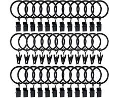 NewErop 40 pezzi tenda clip asta 35 mm tenda clip rivestimento tenda anelli con clip gancio adatto per asta di metallo con diametro