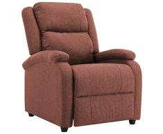 Festnight Poltrona da TV Relax Reclinabile in Tessuto Crema/Marrone,Poltrona TV,Poltrona Relax,Poltrona Relax Reclinabile,Poltrona in Ecopelle,Poltrona con Poggiapiedi 71x90,5x96 cm