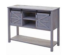 Mendler Credenza comò cassettiera Shabby Vintage Ante scorrevoli HWC-D57 Legno paulonia Grigio