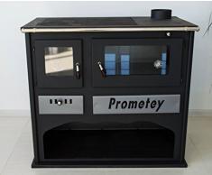 Lux, stufa a legna, con forno da cucina con vetro, Prometey 11 KW, Praktik