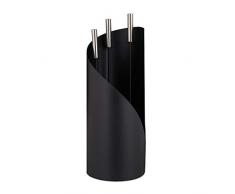 Relaxdays Accessori da Camino, Moderni, 4 Componenti, con Attizzatoio, Paletta Raccogli Cenere, Scopino e Supporto, Nero, 80% Acciaio Inox 10% Poliestere, 1 pz