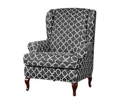 SINKITA Sedia Poltrona,Fodera per Sedia A Orecchioni Poliestere Divano Proteggi Mobili Morbido con Fondo Elastico,Tessuto Jacquard Spandex Coprisedili Wingback Universale-grigio-2lenzuolo