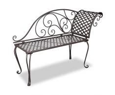 vidaXL Patio Outdoor Metal Garden Bench Chaise Lounge Antico Marrone Scroll-pattern