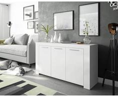 Dmora Credenza Ante con Tre Ripiani Interni, Colore Bianco Opaco, cm 144 x 80 x 42