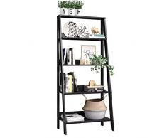 Madesa Scaffale a Scala, Libreria Moderna, Multifunzionale con 5 Ripiani con ampio spazio, per Soggiorno, 61 x 38 x 135 cm, in legno - Nero