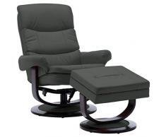 vidaXL - Poltrona reclinabile in legno con poggiapiedi, poltrona relax per TV, poltrona da pensione, poltrona imbottita, poltrona lounge, sedia da salotto, colore: Antracite