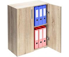 BAKAJI Mobile Madia con Doppia Anta e 2 Ripiani Interni Mobiletto Credenza Armadio Multiuso Ufficio Archiviazione documenti in Legno MDF Dimensione 77 x 31 x 60 cm (Quercia)