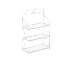 CLP Scaffale in Metallo Levent - Scaffale Pieghevole 45x20cm, H 70 cm I Scaffale in Ferro 3 Ripiani I Étagère Stile Rustico con Decorazioni I Sc, Colore:Bianco