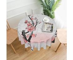 Tovaglia rotonda con rami di albero di ciliegio, lavabile in poliestere, ideale per tavoli da buffet, feste, cene di vacanza. - 152 cm