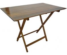 SF SAVINO FILIPPO Tavolo tavolino Pieghevole richiudibile Legno Noce Marrone 100x60 cm in faggio con Listelli per Campeggio casa Giardino PIC nic