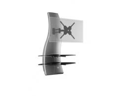 Meliconi GHOST DESIGN 2000 ROTATION Parete Attrezzata con Supporto TV, Doppio Braccio Orientabile, Mensole in Vetro Temperato, per TV da 32" a 63", Argento