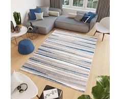 TAPISO Cosmo Tappeto Casa Tappeto Salotto Tappeti Moderni Blu Grigio Astratto Pelo Corto 140 x 200 cm