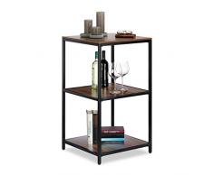 Relaxdays Scaffale Quadrato, 3 Ripiani, Struttura in Metallo, Moderno, Multiuso, Effetto Legno, 90 X 50 X 50 Cm