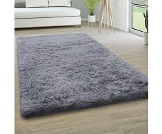 Tappeto Salotto Pelo Lungo Soggiorno Pelliccia Finta Shaggy Morbido Monocolore, Dimensione:160x220 cm, Colore:Grigio