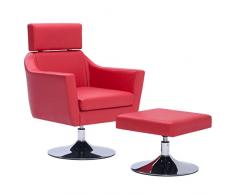 vidaXL Poltrona per TV Cislonga Divano Singolo Sofa Arredo Arredamento Mobile Salotto Mobilia Salone Elegante Regolabile Resistente Rossa Poliestere