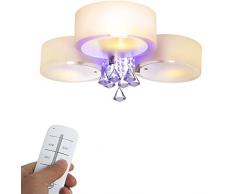 yorbay LED lampada da soffitto in cristallo Lampada da soffitto E27, RBP luce con telecomando per soggiorno, sala da pranzo (3 luci)