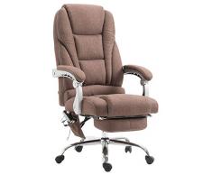 CLP Sedia Ufficio Massaggiante Pacific In Stoffa I Poltrona Relax Con Poggiapiedi I Sedia Studio Ergonomica Regolabile, Colore:marrone