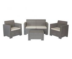 DIVANO NEBRASKA TORTORA GRIGIO CONTRACT TAUPE LOUGEBAR ESTERNO GIARDINO RATTAN POLY