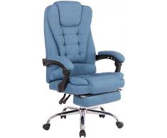 CLP Poltrona Ufficio Oxygen Super Imbottita in Similpelle O Stoffa I Sedia Ergonomica Direzionale con Poggiapiedi E Braccioli, Colore:Blu, Materiale:Stoffa
