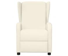 vidaXL Poltrona a Orecchioni Reclinabile Crema in Similpelle