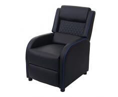 Mendler Poltrona relax TV regolabile HWC-J27 ecopelle nero blu