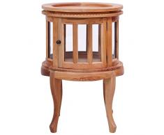 Festnight Mobile con Vetrina Naturale in Mogano Massello,Vetrina Vintage Legno Massello,Vetrina Retro,Credenza Vetrina Vintage Legno Massello,Tavolino da Salotto Legno Massello 50x50x76 cm