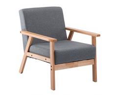 EGGREE Grigio Poltroncina Lounge in Tessuto retrò, Sedia Imbottita con Braccioli, Comodo Schienale