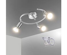 Bojim Lampadario da Soffitto, Plafoniera con 3 Faretti Orientabili LED GU10 Bianco Caldo 6W 550LM 220V 2700K, Lampada della Forma a Spirale, Faretti da Soffitto per Bagno, Cucina, Camera da Letto