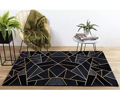 MANI TEXTILE TPS JAUDO_120 Tappeto, Poliestere, Nero/Dorato, 120 x 180 cm