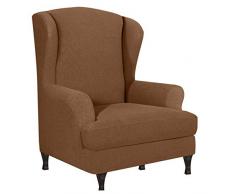 SINKITA Impermeabile Coprisedili Wingback,Addensare Fodera per Sedia A Orecchioni Divano Protector Mobili Sedia Poltrona Caratteristica Morbida Universale-Marrone Chiaro-2 Lenzuolo