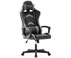 IntimaTe WM Heart Sedia da Gaming, Poltrona Gaming Sedia Ufficio con Schienale Alto Ergonomica, Sedia Girevole con Regolabile Confortevole Supporto Poggiatesta e Lombare, 52 x 49 x 130cm (Grigio)