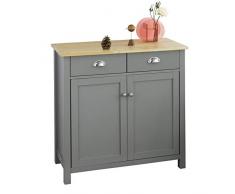SoBuy Credenza soggiorno Vetrina soggiorno grigio con 2 cassetti e 2 ante L80*P36*A81 cm FSB25-HG