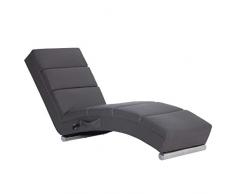 Festnight Sdraio Massaggiante Design Moderno in Ecopelle Grigio/Marrone,Chiase Longue Massaggiante in Ecopelle Moderno,Poltrona Relax Massaggiante Ecopelle,Sedia Sdraio Massaggiante Ecopelle
