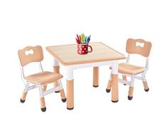 FUNLIO Tavolino con 2 Sedie per Bambini, Tavolino e Sedie per Bambini Regolabili in Altezza per Età 3-8 Anni per Aule/Case, Tavolo Bambini per Arti Facile da Pulire, Approvato CPC e CE (3 pezzi)