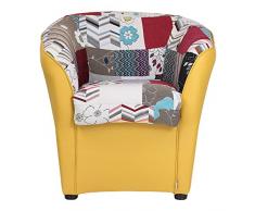 Totò Piccinni Poltrona a POZZETTO in Ecopelle Design | Alta QUALITA | Made in Italy (Patchwork Giallo)