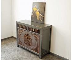 OPIUM OUTLET Cassettiera credenza armadio da sposa mobili in legno cinese asiatico orientale vintage coloniale autentici motivi grigio