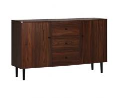 homcom Credenza Moderna per Soggiorno, Sala da Pranzo e Ingresso in Legno e Truciolato con 2 Armadietti e 3 Cassetti, 127x40x76 cm, Marrone e Nero