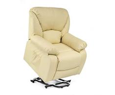 ECODE Poltrona Massaggiante Relax Con Alzapersona Chamonix, Reclinazione elettrica 160º, Funzione Calore, Programmi Auto, Vibro Ondulazione, A++, ECO-8590UP N (Beige)