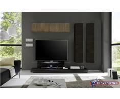Cube 13 D Rovere Wenghé e Rovere Miele Parete Attrezzata Soggiorno Moderna Porta Tv
