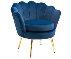 homcom Poltrona Vintage di Design in Velluto Blu, Poltroncina da Camera con Schienale Alto 76x67x74cm
