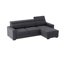 Alfa Sofa Divano con Chaise Longue Contenitore e letto estraibile Tirana, 235X159 cm (LxP), chaise longue di 154cm. 15/23 (cenere)