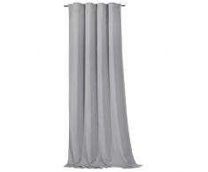 Tenda con bordo arricciato e passanti nascosti oscurante, isolante da freddo e caldo, oscurante, HXB 245 x 135 cm qualità top Typ139 argento