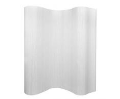 vidaXL Paravento bambù Bianco Muro Divisore Pannello Solido Separatore Stanza
