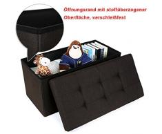 SONGMICS Pouf Cubo Poggiapiedi Sgabello Panca Contenitore Cassapanca Pieghevole in Lino Imbottito 76 x 38 x 38 cm Cioccolato LSF47Q
