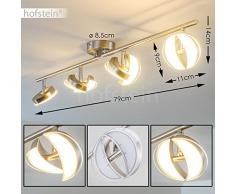 Lampada da Soffitto LED Quinte con 4 Faretti Mobili – Sistema Spot da Soffitto Direzionabili – Colore Nichel Opaco - 2000 Lumen – Lampadario Moderno per Cucina Soggiorno Camera da Letto