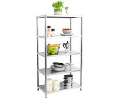 EYEPOWER shelfr 5 Ripiani Scaffale in Acciaio Inox - 200kg Scaffalatura Metallo 74x41x140 Portaoggetti Cucina